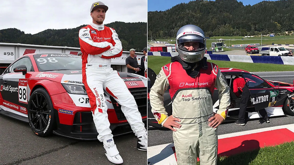 Max Franz (li.) suchte den Kick beim Audi-TT-Cup. Aus der Sicht eines Beifahrers ließ sich Matthias Mayer in die Welt des Motorsports in Spielberg einführen.