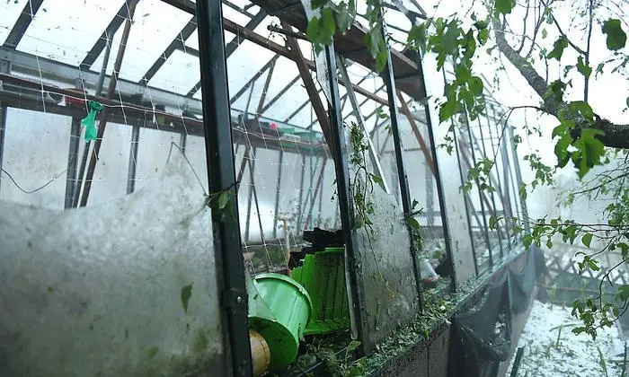 ABD0013_20210623 - OHLSDORF - ÖSTERREICH: ZU APA0084 VOM 23.6.2021 - Schwere Hagelunwetter haben am Dienstagabend, 22. Juni 2021, in Oberösterreich und Salzburg zu zahlreichen Feuerwehreinsätzen geführt. Betroffen waren vor allem der Flachgau und das oö. Seengebiet. Im Bild: Hagelschaden in Ohlsdorf. - FOTO: APA/WOLFGANG SPITZBART