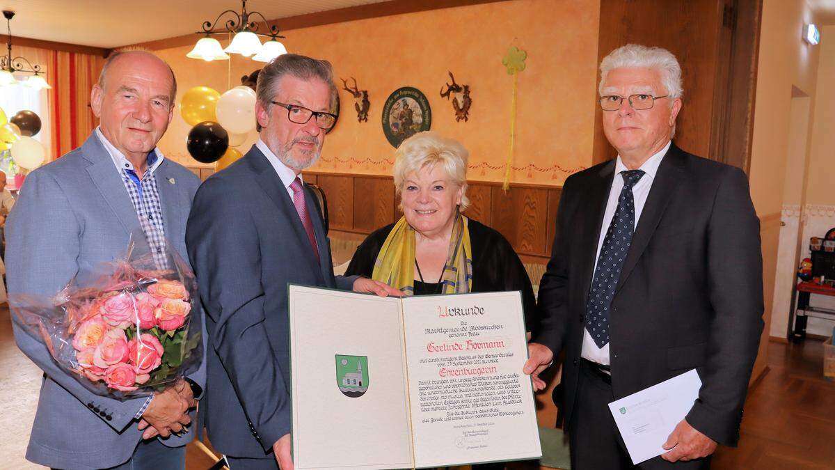 Vizebürgermeister Alois Schalk, Bürgermeister Engelbert Huber, Gerlinde Hörmann, Erwin Wutte