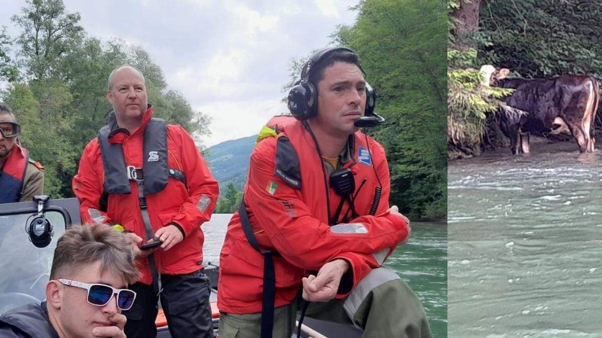 Auf dem Feuerwehrboot bei der Rettung des Kalbes