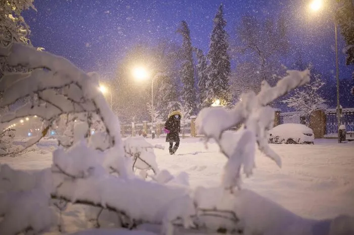 Seit Freitagvormittag fielen in Madrid ununterbrochen dicke weiße Flocken vom Himmel.
