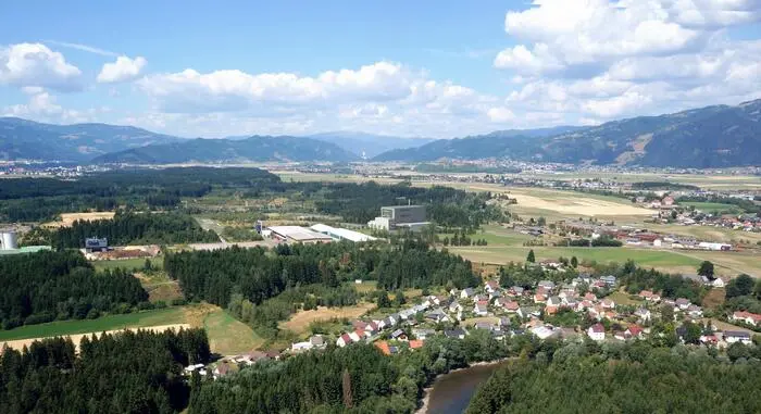 So hätte das Werk (Bildmitte) in Zeltweg ausgesehen. Hier stand früher ein mittlerweile abgetragenes Dampfkraftwerk