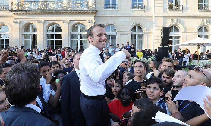 Unbändige Freude über Frankreichs Weltmeistertitel auch bei Präsident Emmanuel Macron 