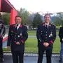 Bezirksfeuerwehrkommandant Andreas Stroitz, der neue Kommandant der FF Drobollach, Alexander Gasperschitz, FF-Kommandant-Stellvertreter Markus Treiber und Villachs Feuerwehrreferent Harald Sobe (von links)
