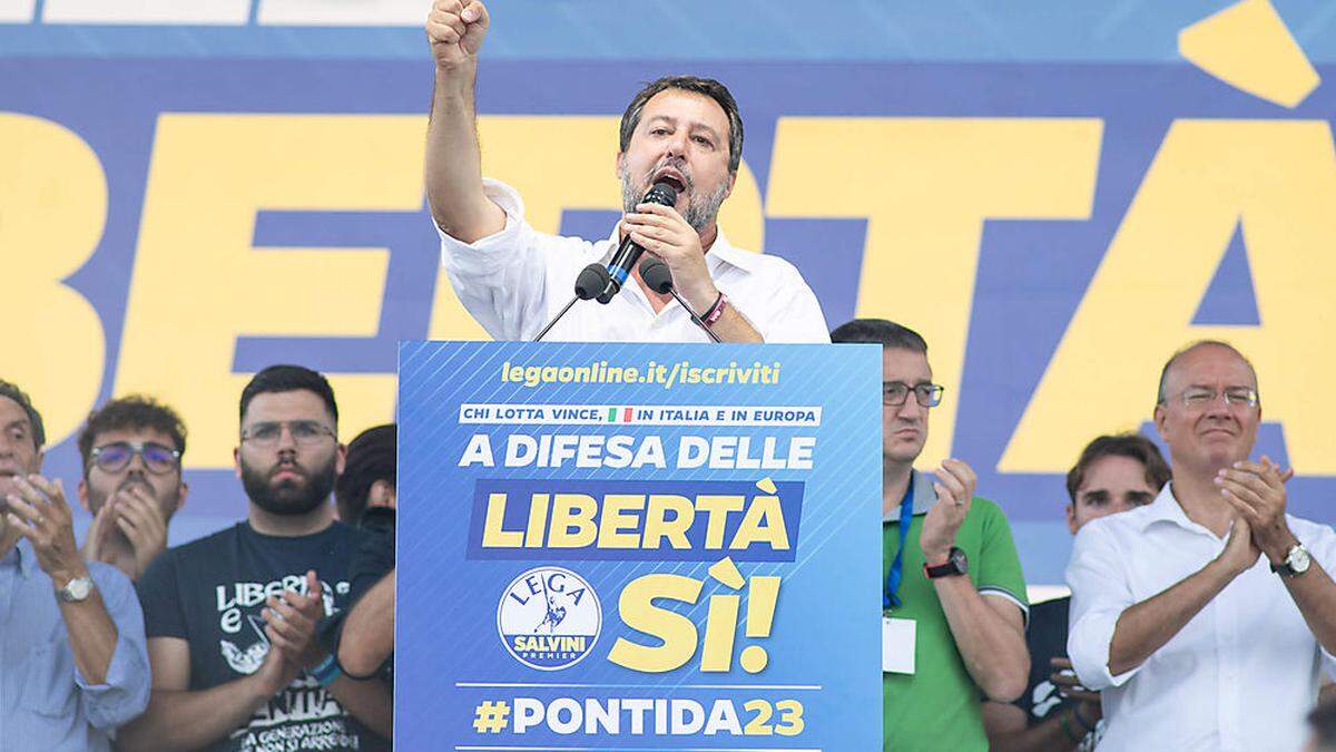 Matteo Salvini auf einer Parteiveranstaltung der Lega im September