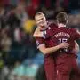 240909 Erling Braut Haaland of Norway celebrates with Kristian Thorstvedt after scoring 2-1 during the Nations League football match between Norway and Austria on September 9, 2024 in Oslo. Photo: Marius Simensen / BILDBYRAN / COP 238 / VG0664 bbeng fotboll football soccer fotball nations league landskamp norge norway österrike osterrike austria jubel *** 240909 Erling Braut Haaland of Norway celebrates with Kristian Thorstvedt after scoring 2 1 during the Nations League football match between Norway and Austria on September 9, 2024 in Oslo Photo Marius Simensen BILDBYRAN COP 238 VG0664 bbeng fotboll football soccer fotball nations league landskamp norge norway österrike osterrike austria jubel PUBLICATIONxNOTxINxSWExNORxFINxDEN Copyright: MARIUSxSIMENSEN BB240909BB709