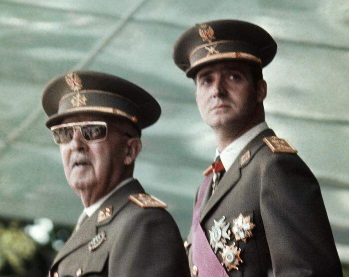 Diktator Francisco Franco und Juan Carlos