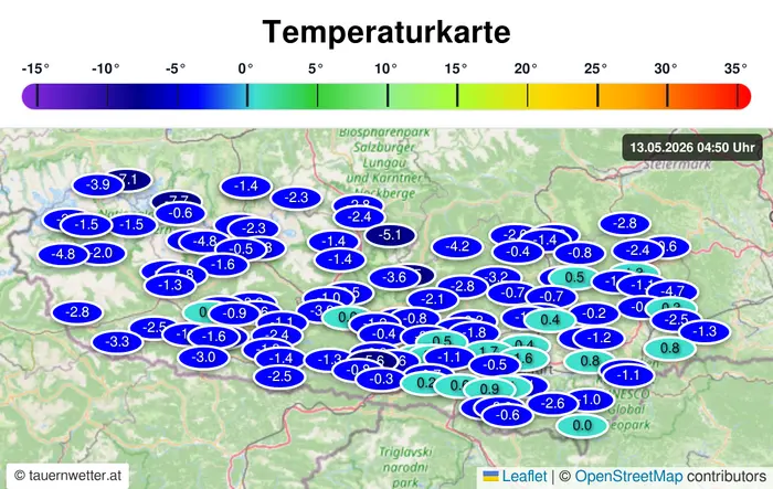 Die Temperaturkarte von Mittwochfrüh