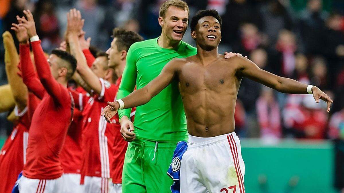 Manuel Neuer (in grün) mit David Alaba