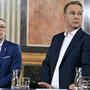 FPÖ-Chef Herbert Kickl und SPÖ-Obmann Andreas Babler am Wahlabend