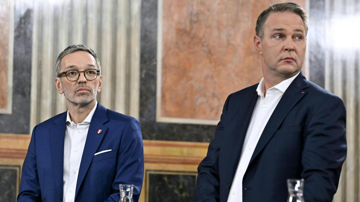 FPÖ-Chef Herbert Kickl und SPÖ-Obmann Andreas Babler am Wahlabend