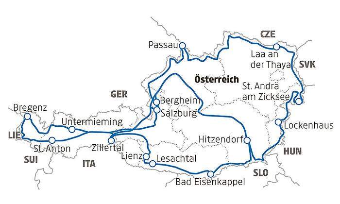Die Route der Österreichumrundung