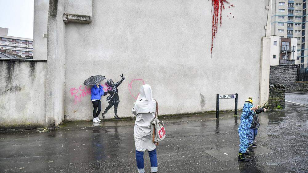 Banksys beschmiertes Wandgemälde