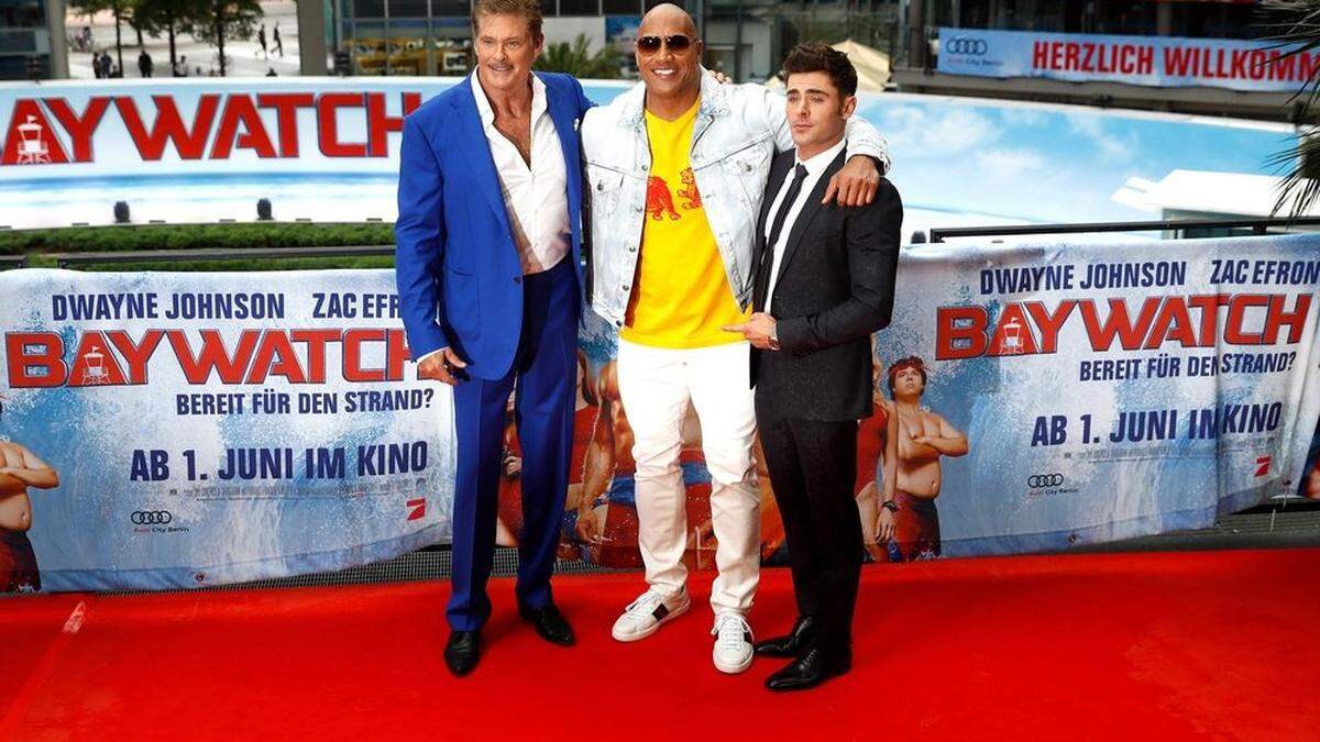 David Hasselhoff, Dwayne Johnson und Zac Efron 