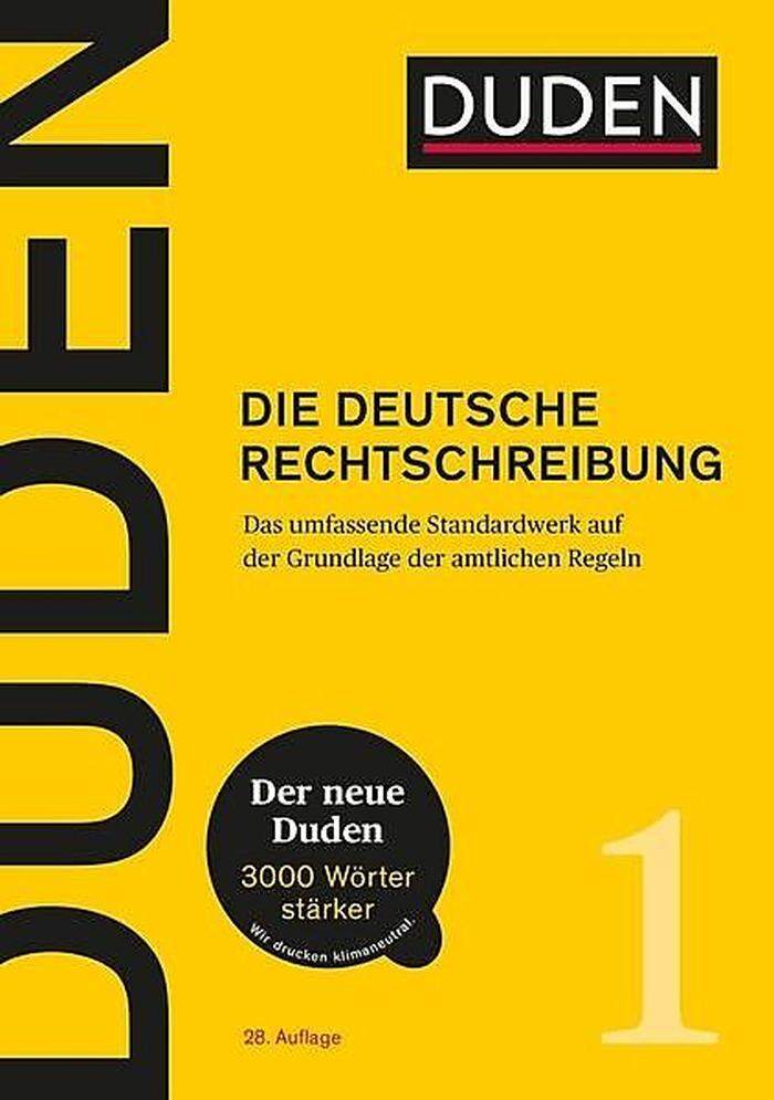 Duden. Die deutsche Rechtschreibung. 28. Auflage. Duden-Verlag, 1296 Seiten, 28 Euro.