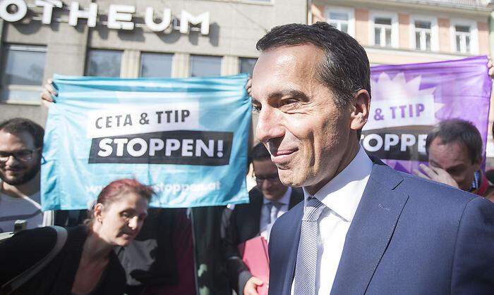 Kanzler Christian Kern und Freihandels-Gegner