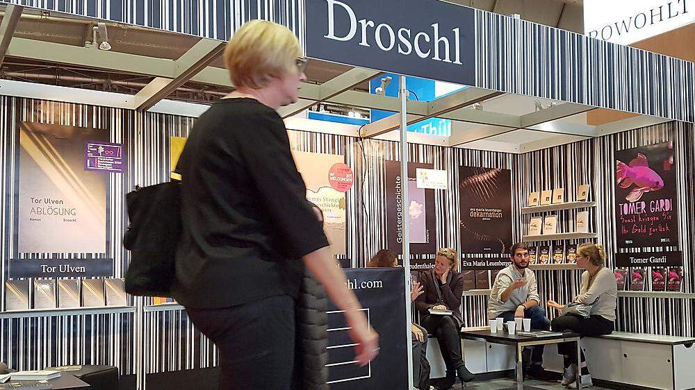 Stand des Droschl-Verlages auf der Frankfurter Buchmesse