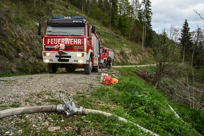 Immer wieder mussten Glutnester beim Waldbrand oberhalb des Bundesheer-Schießplatzes Ortnerhof neben der A9, der Pyhrnautobahn, bekämpft werden.