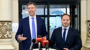 Markus Figl (l.) und Daniel Resch nach der Präsidiumssitzung der Wiener ÖVP am Montag