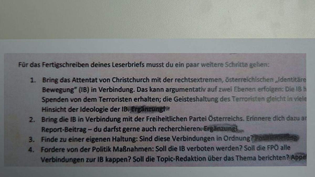 Diese Aufgabenstellung wurde der Kapfenberger FPÖ zugespielt