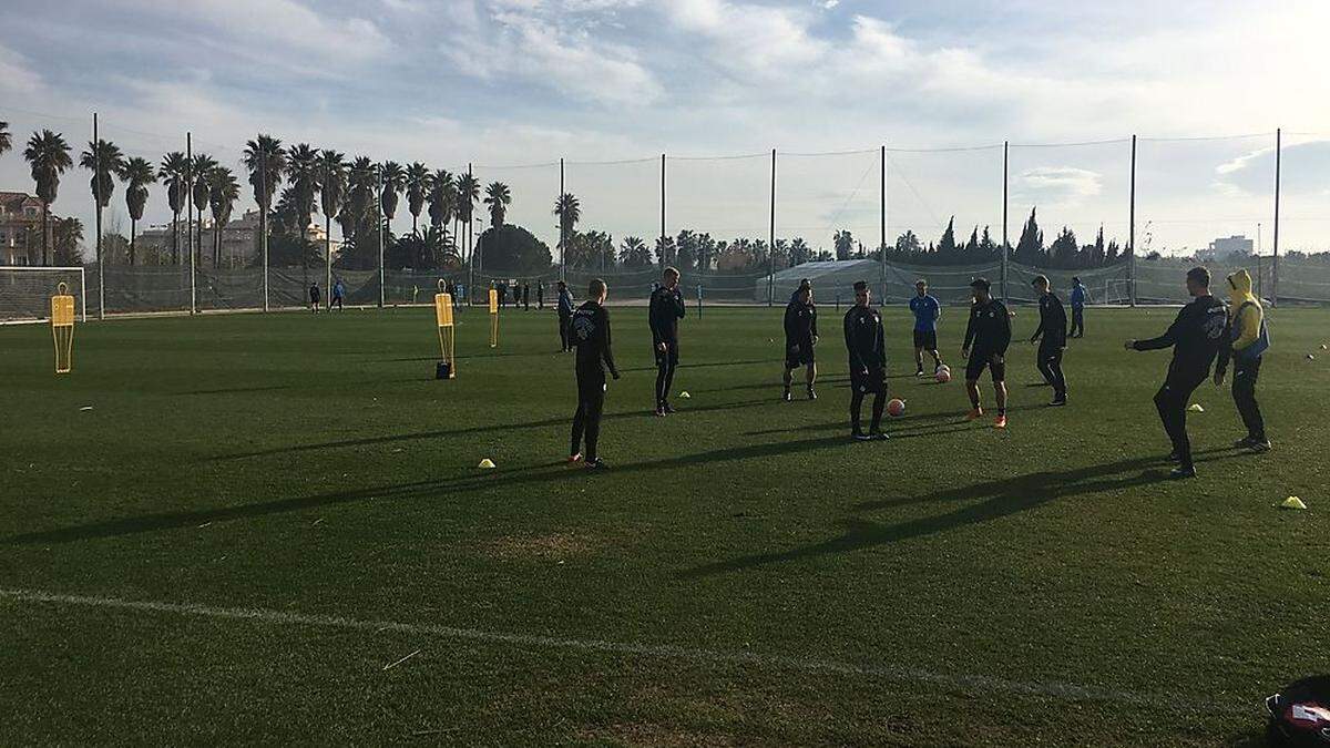 Die Spieler des SK Sturm schwitzen beim zweiten Training in Spanien