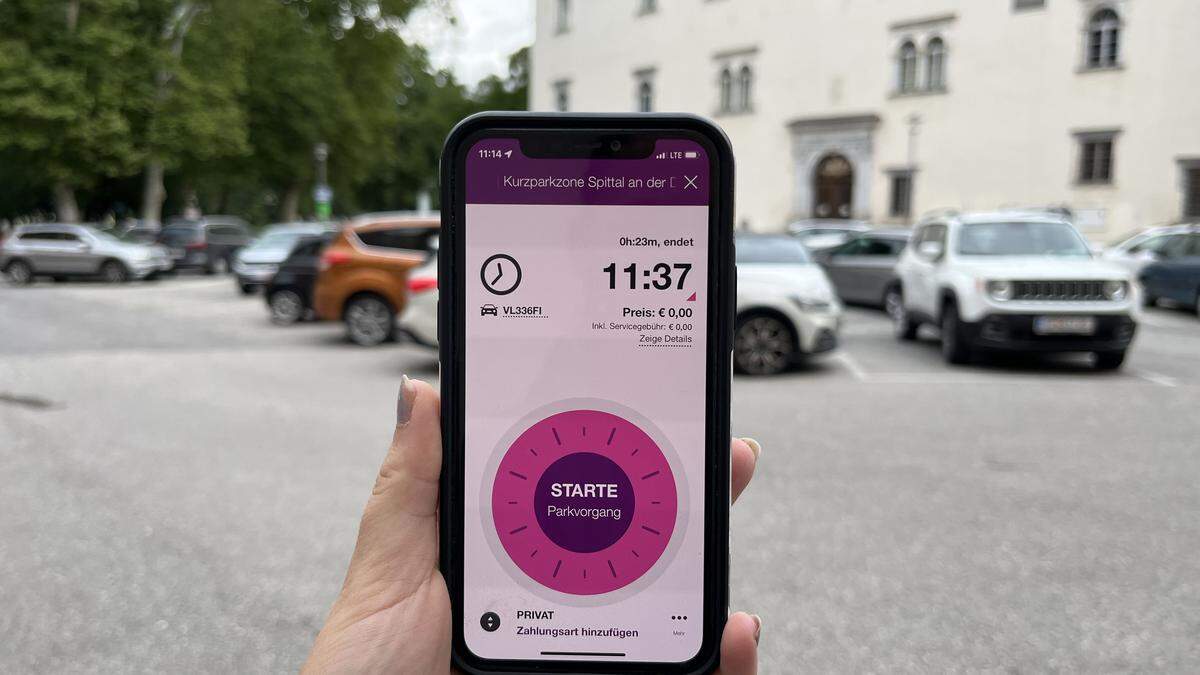 In der Kurzparkzone beim Schloss Porcia ist die EasyPark-App ebenfalls anwendbar