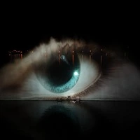 Szene aus der Wasser-Lichtshow am Klopeiner See