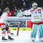 VILLACH,AUSTRIA,05.MAR.24 - ICE HOCKEY - ICE Hockey League, play off quarterfinal, Villacher SV vs HCB Suedtirol. Image shows the rejoicing of Cristiano Digiacinto and Sam Harvey (Bozen).
Photo: GEPA pictures/ Daniel Goetzhaber