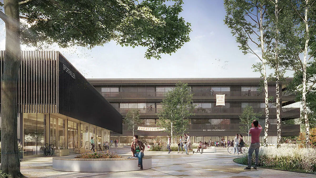 So soll der Neubau des Alpen-Adria-Gymnasiums in Völkermarkt aussehen