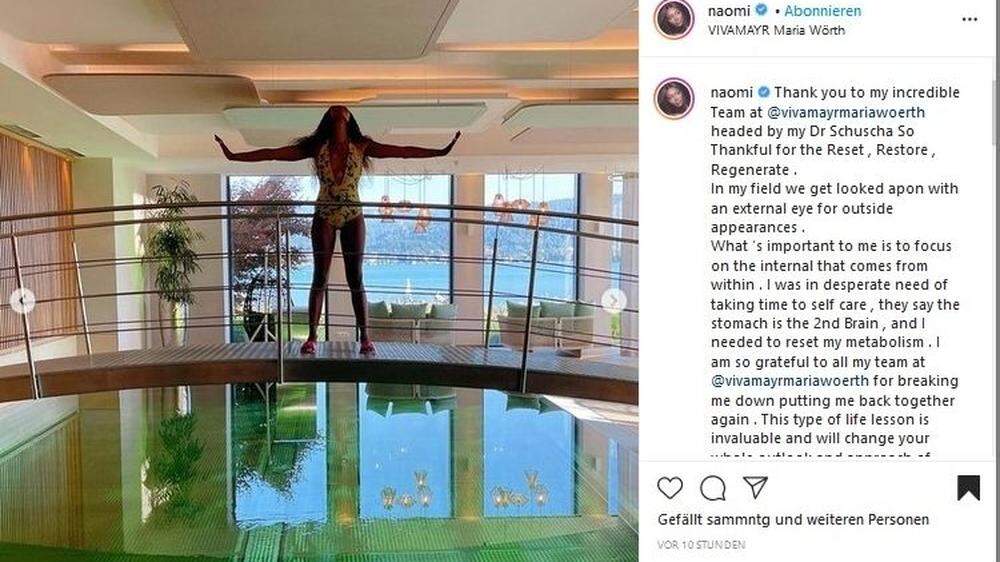 Naomi Campbell schreibt über ihren Regenerationsurlaub in Kärnten auf Instagram