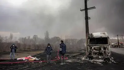 Zerstörtes Öllager in Shahran, einem Stadtteil im Nordwesten von Teheran