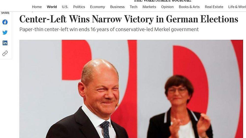 Die deutsche Wahl als großes Thema auch beim Wall Street Journal 