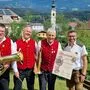 Von links: Obmann Heimo Klammer, Kapellmeister Herbert Steiner, Sigi Wassermann,  Paternions Bürgermeister Manuel Müller