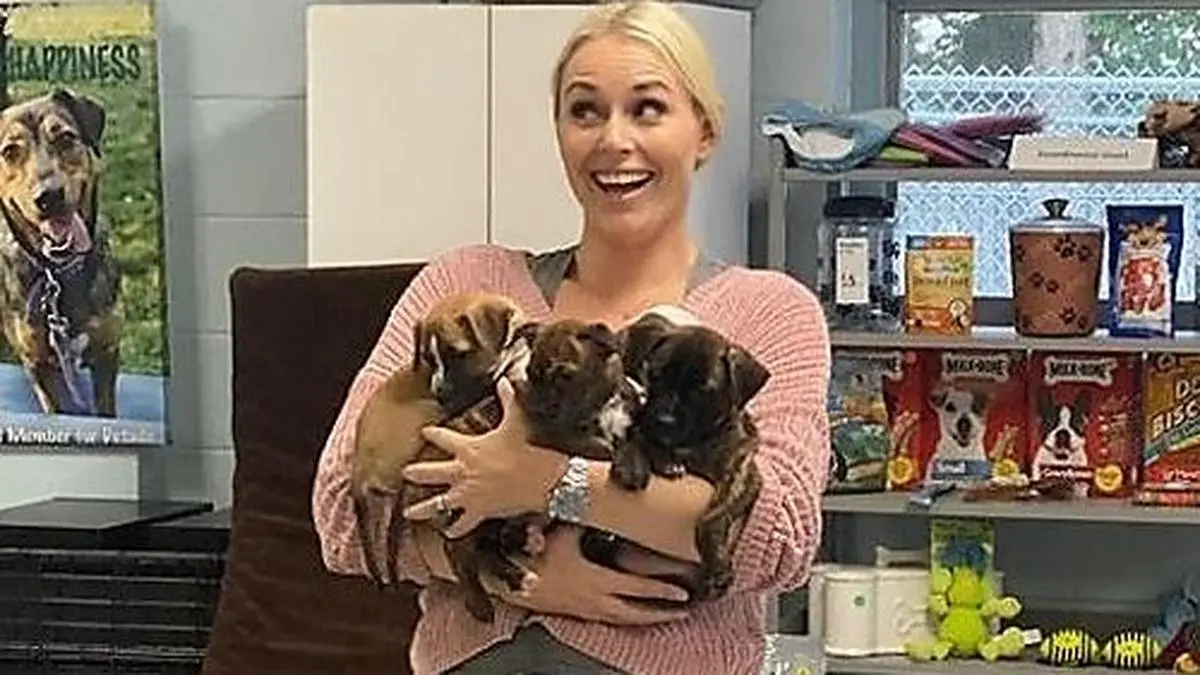 Vonn wird Adoptiv-Frauchen von vier entzückenden Welpen