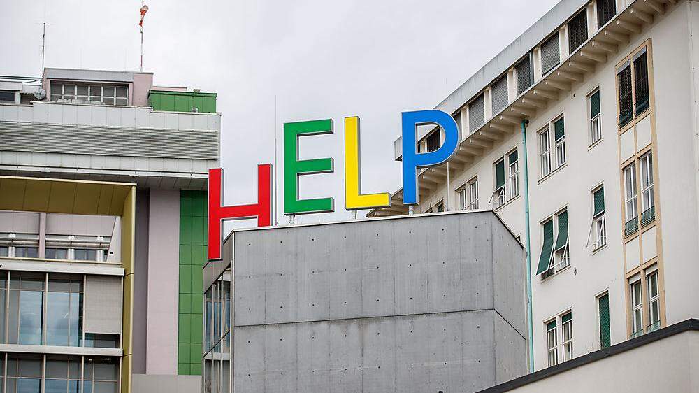 Help-Logo auf der Uniklinik Graz