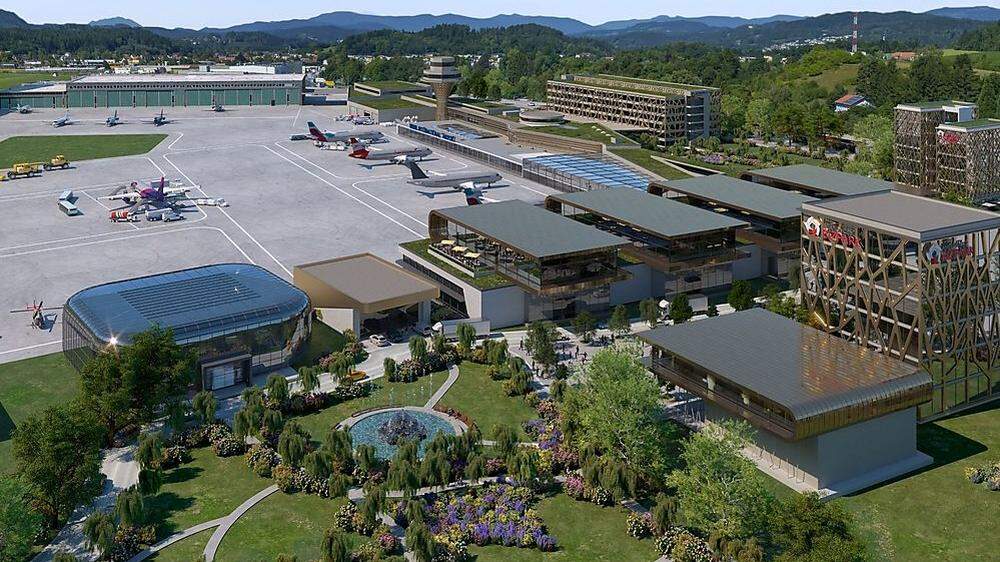 So soll der Flughafen Klagenfurt aussehen, geht es nach den Plänen von Mehrheitseigentümer Lilihill