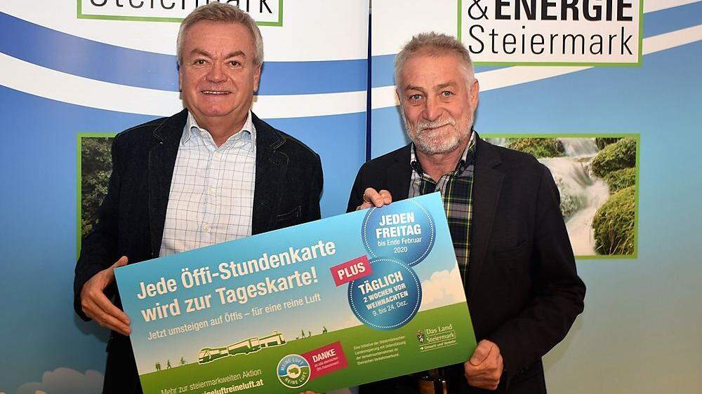 Landesrat Anton Lang und Abteilungsleiter Gerhard Semmelrock präsentierten die Ticket-Aktion