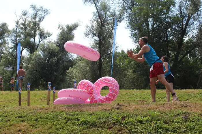 Beim Donut werfen konnten sich die Teams einen Zeitbonus sichern
