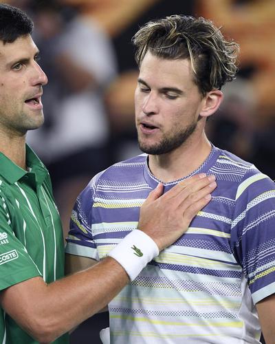 Novak Djokovic und Dominic Thiem 2020 bei den Australian Open