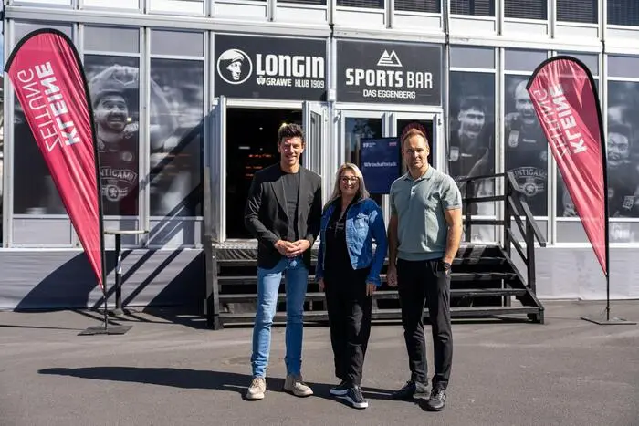 Andreas Prückler (Kleine Zeitung), Brigitte Hofer (Raiffeisen Landesbank Steiermark), Thomas Tebbich (Sturm Graz)