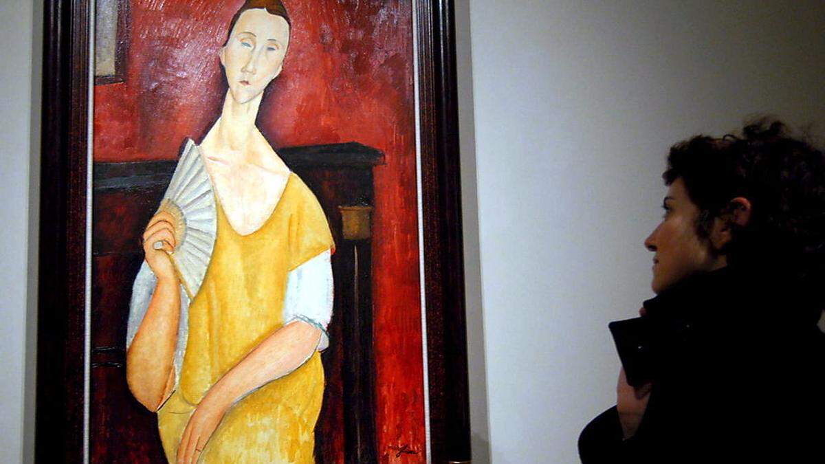 Berühmtes Werk von Modigliani: &quot;Frau mit Fan&quot; (Sujetfoto)