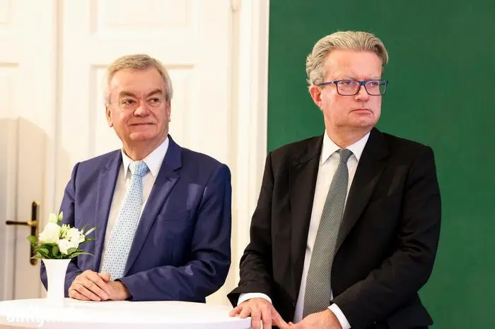 Landeshauptmann Christopher Drexler (re.) und Stellvertreter Anton Lang 
