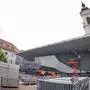 Aufbauarbeiten am Grazer Mariahilferplatz