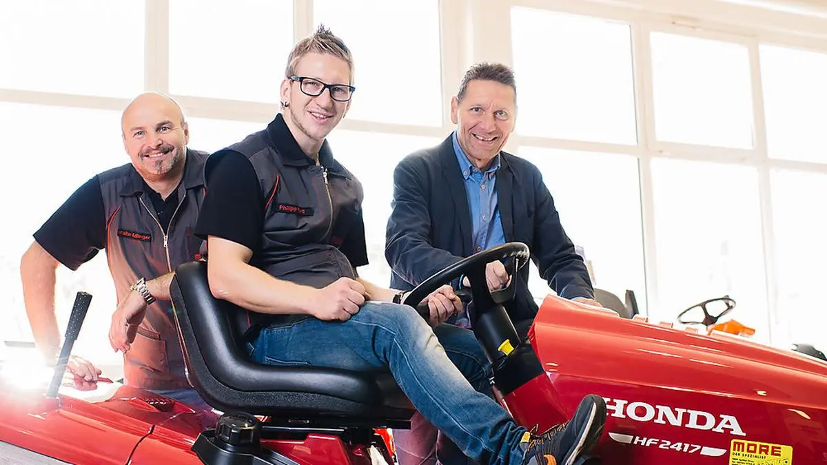 Walter Edlinger und Philipp Rud mit Seniorchef Hans More