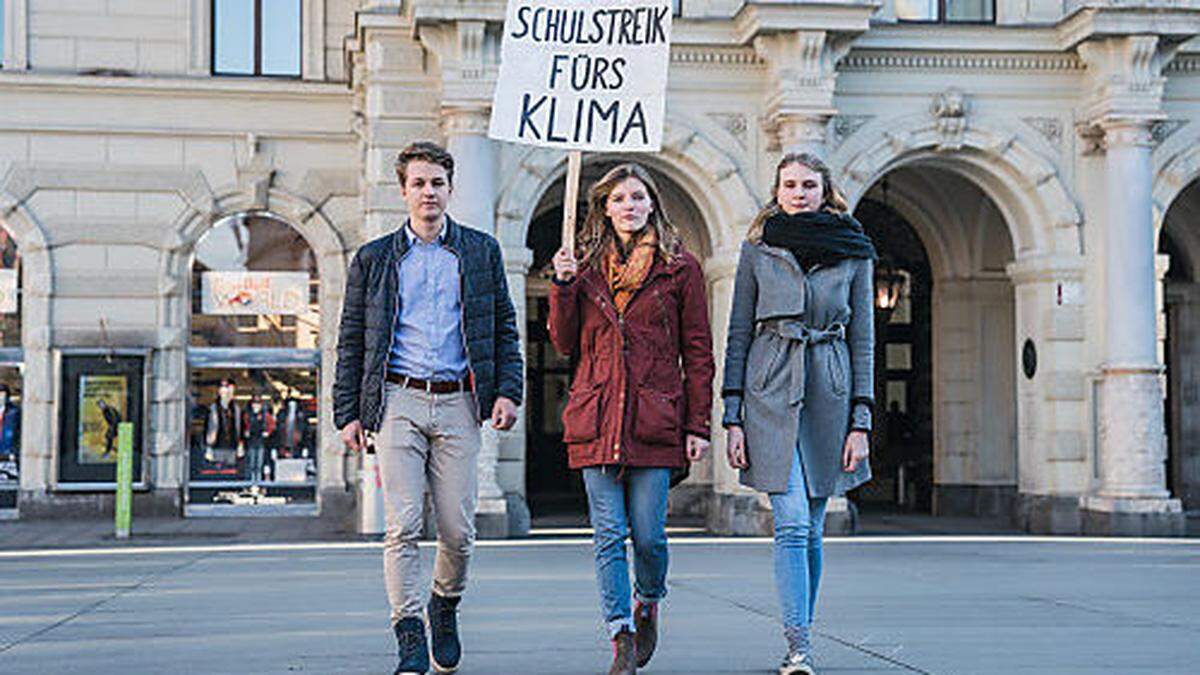 Jakob, Marlene und Lena rufen am Freitag zur Klimademo auf