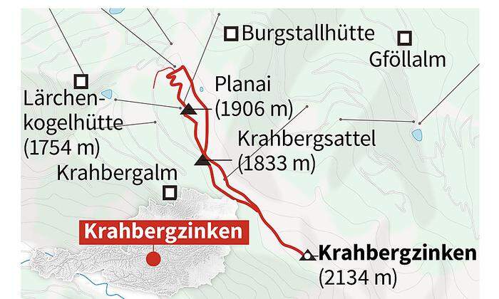 Die Route auf den Krahbergzinken