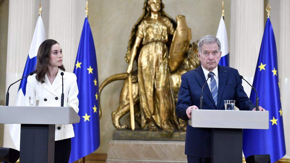Finnlands Präsident Sauli Niinisto und Ministerpräsidentin Sanna Marin