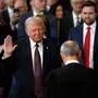 Donald Trump is sworn in as the 47th US President in the US Capitol Rotunda in Washington, DC, on January 20, 2025. (Photo by Julia Demaree Nikhinson / AFP)