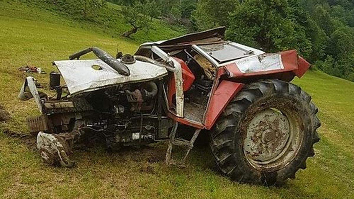 Das Führerhaus des Traktors wurde eingedrückt