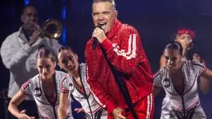 Robbie Williams beim Konzert in Manchester im Sommer 2025